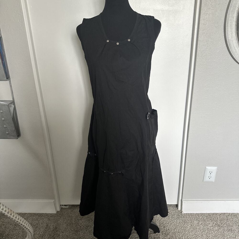 RONI RABL Lagenlook Midi Dress Artsy Cotton Black Small